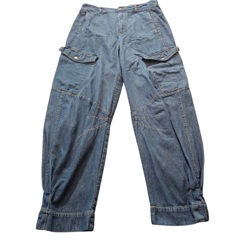 Parker Chambray Utility Cargo Jeans Lightweight Cotton Joggers Womens Size 10